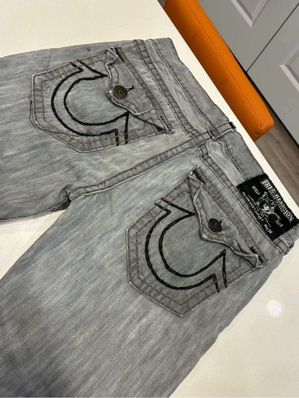 True Religion Billy Super T Grey Jeans Size 36